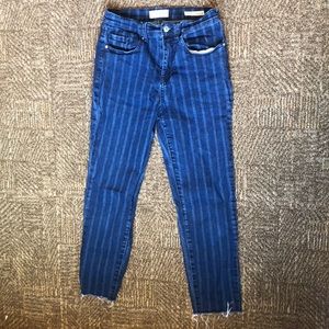 Pacsun Blue Striped Jeans with Raw Edge